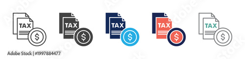 tax document icon set consisting of multiple styles. vector illustration