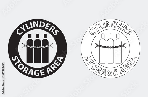 A cylinder storage area symbol silhouette is a minimalist, graphic representation designed to quickly identify areas used for storing compressed gas, propane, or LPG tanks.