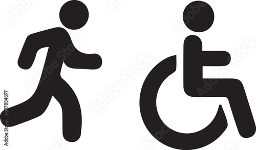 Accessibility symbol depicting people walking and using wheelchairs