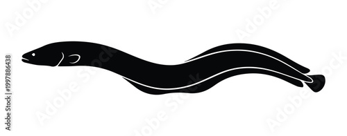 Electric Eel Shape Icon Silhouette Vector black design on a white background