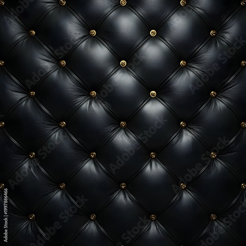 High quality leather dark blue with gold buttons luxurious quilted seamless design