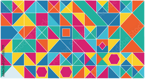 Foto A colorful geometric pattern with various shapes (2)