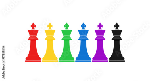 Rainbow Chess Kings Lineup - Diversity and Strategy Concept