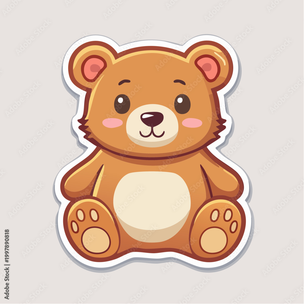 Obraz premium Cute Cartoon Teddy Bear Sticker