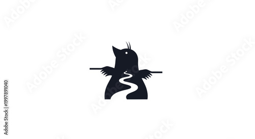 Obraz na plátně Creative Mole Character Silhouette with River Path Inside