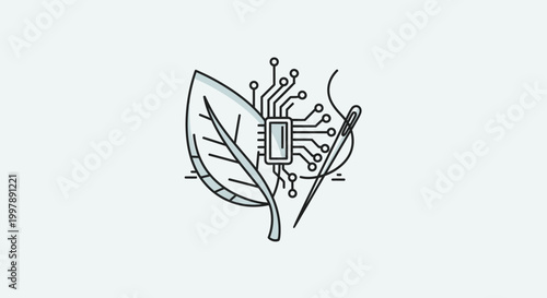 Conceptual illustration of technology integrated with nature and sustainability