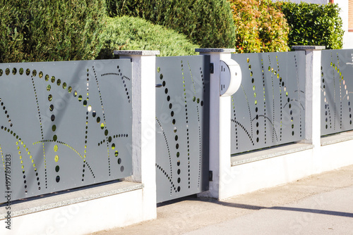 Modern Perforated Metal Fence – Contemporary Outdoor Privacy Panel
