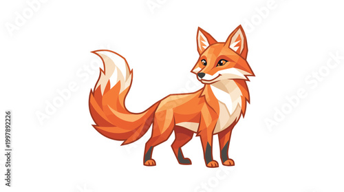 Canvas Print Cute Fox Clipart - Cartoon Orange Fox Vector for Woodland Nursery Theme
