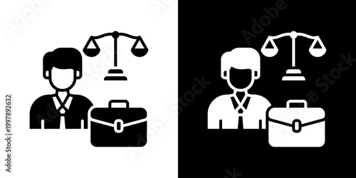 Attorney Icon Set Vector Collection Isolated In Black And White