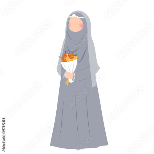 hijabi muslim bride vector illustration