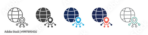 geo pin network icon set consisting of multiple styles. vector illustration