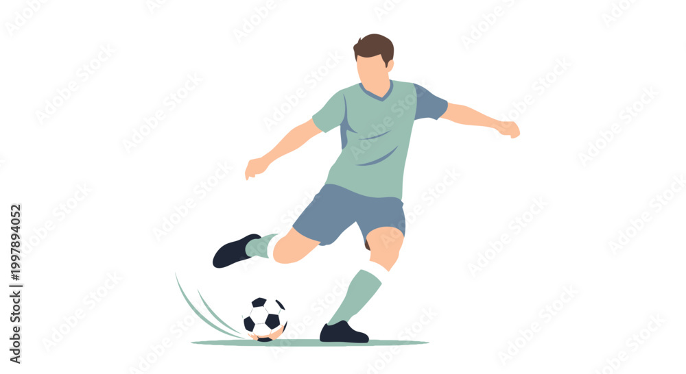 Obraz premium Soccer Player Kicking Ball, Action Sport Illustration
