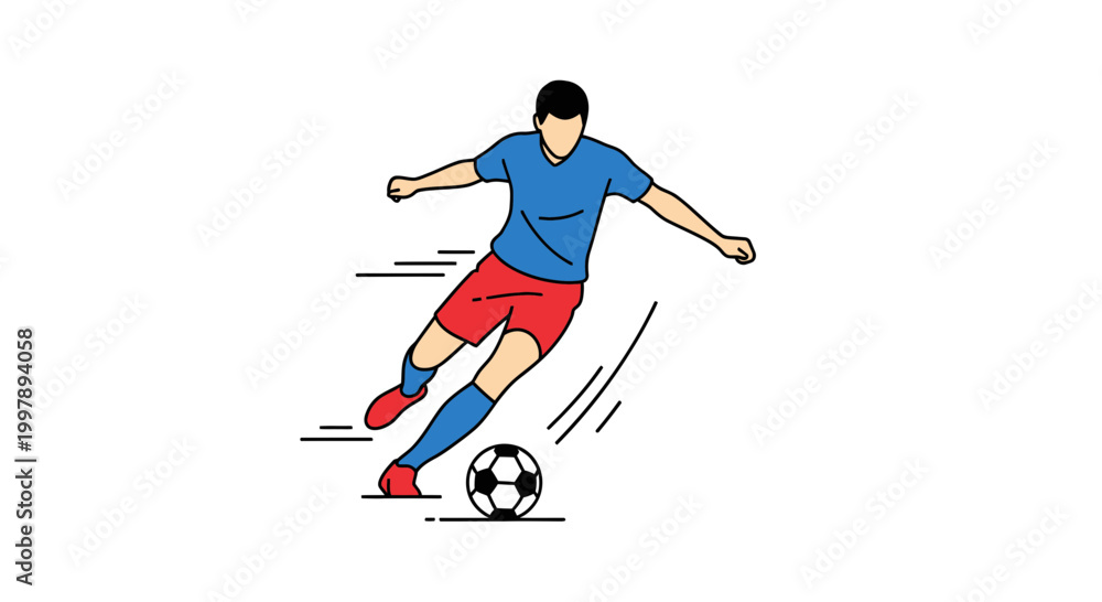 Obraz premium Soccer Player Kicking Ball, Dynamic Action Shot, Sports Illustration