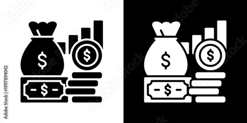 Money Icon Set Vector Collection Isolated In Black And White