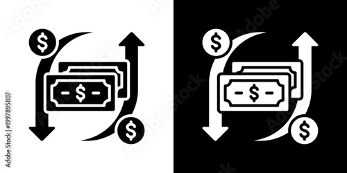Cash Flow Icon Set Vector Collection Isolated In Black And White