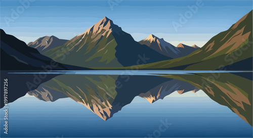 Bild auf Leinwand Calm lake amidst mountains