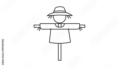 Fotografia Minimalist Scarecrow Vector Icon with Editable Stroke