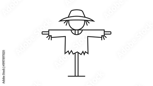 Foto Minimalist Scarecrow Vector Icon with Editable Stroke