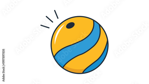 Squeaky Ball Modern Flat Vector Icon on White Background Representing a Bouncy Rubber Pet Toy with Editable Stroke. Ideal for Pet Care, Dog Training, and Animal Playtime Graphic Illustration.