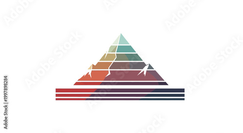 Multicolored pyramid shape graphic.