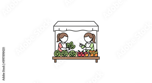 People buying fresh green vegetables.