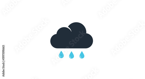 Rain Cloud With Water Drops.