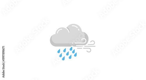 Rain Cloud With Blue Drops.