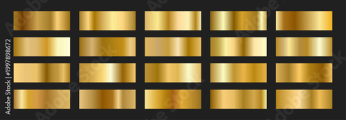 Metallic Gold set. Elegant gradients and Foil for luxury design Palette and effects. Vector illustration.