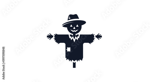 Scarecrow Silhouette with Hat.