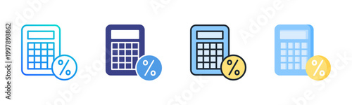 Tax Calculate Icon Set Vector Collection Isolated In Black And White