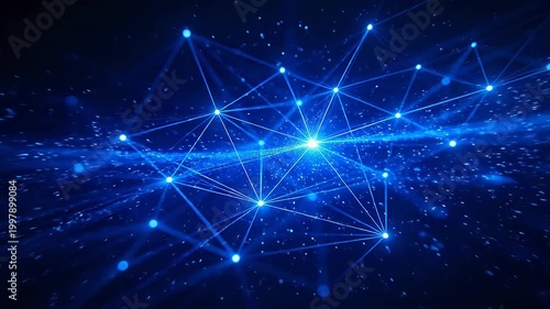 Abstract technology network with glowing nodes and blue connection lines