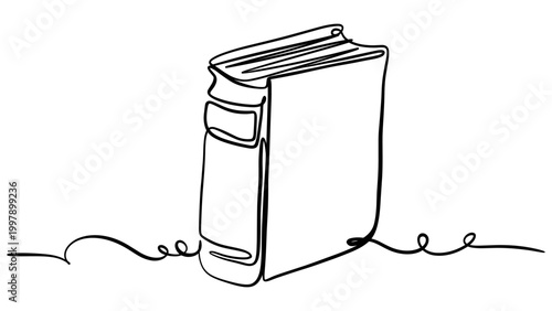 Single Line Drawing of a Closed Book Standing Up