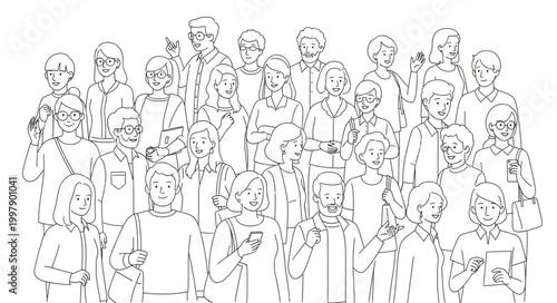 Group of Diverse People Standing Together in a Crowd.