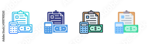 Financial Planning Icon Set Vector Collection Isolated In Black And White