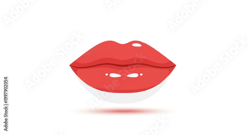 A vibrant close-up illustration of red lips with a glossy shine, conveying beauty and allure