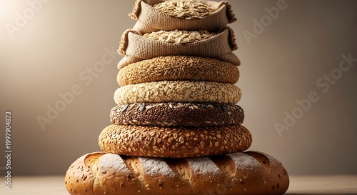 Tumpukan roti dan kue kering segar dengan berbagai tekstur dan topping dalam tampilan menarik dan mengundang selera