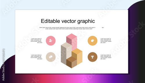 Editable Vector Graphic Design: 3D Block Templates for Professional Presentations | Customizable Data Visualization: Modern Vector Graphics for Business Reports 