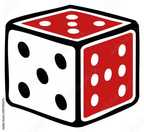 Red and White Game Dice Showing Numbers Five Six and Four Symbolizing Chance and Probability