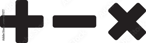 Mathematical symbols plus, minus and multiplication signs