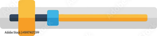Slider control with a blue and yellow design for user interface.