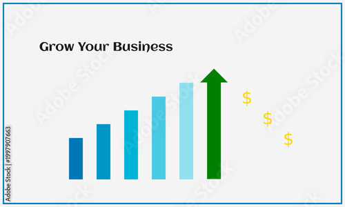 Business Graphic with Arrow and Financial Icons