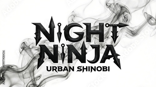 Night Ninja Urban Shinobi Logo: A striking logo for Night Ninja Urban Shinobi featuring bold typography, conveying mystery, action, and the essence of a modern urban warrior. 