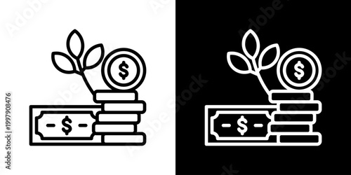 Return On Investment Icon Set Vector Collection Isolated In Black And White
