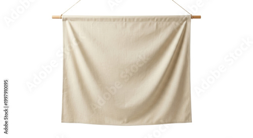 Cream linen banner hanging from wooden dowel