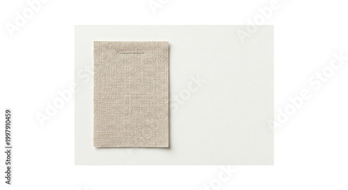 Photos Beige linen fabric swatch attached to white card