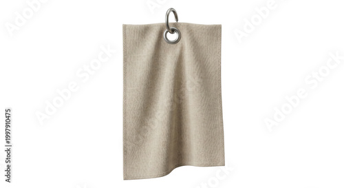 Fotografie Hanging beige linen towel with metal grommet