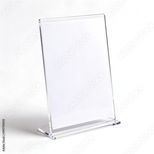 Clear Acrylic Sign Holder Stand on White Background