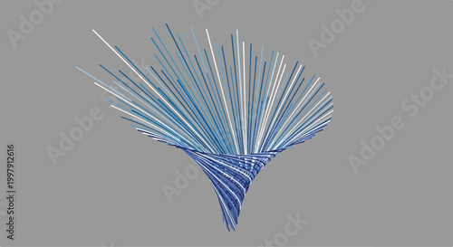 Fotografie A blue and white abstract shape on gray