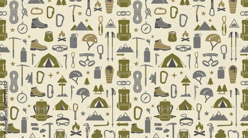 Decorative science laboratory icons pattern with beakers and flasks.