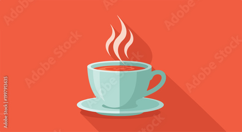 Obraz na płótnie A steaming teacup on a saucer